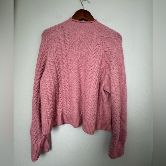 J.Crew‎ Cable-knit Rollneck Wool Blend Sweater Supersoft Yarn Dusty Rose Pink L - Picture 12 of 16